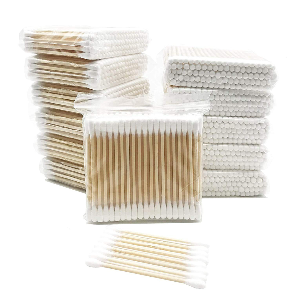 Cotton Swabs with Wooden Sticks/Biodegradable Cotton Buds 1000pcs