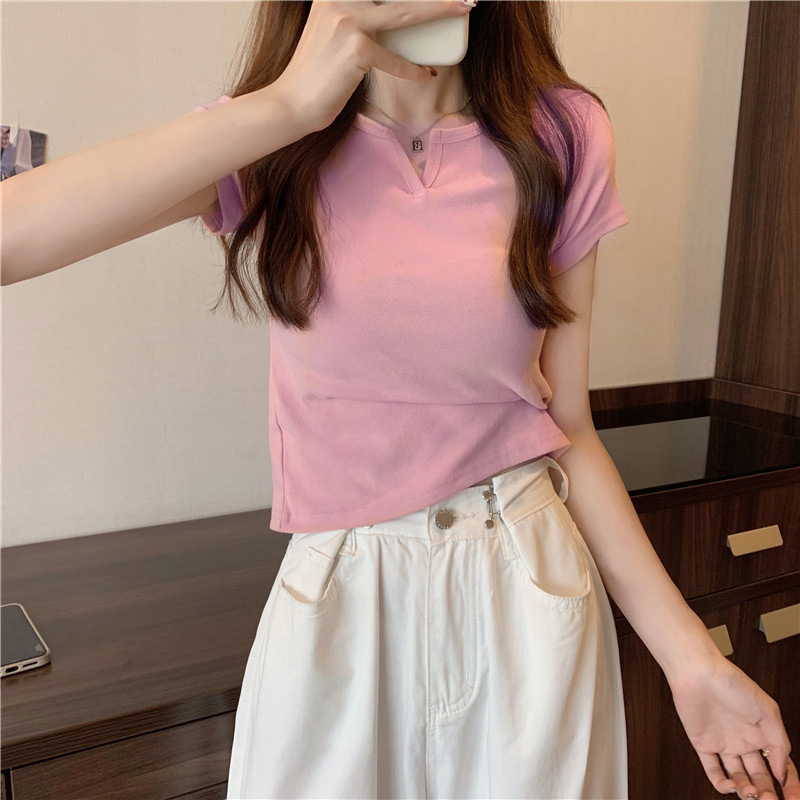 165 Women's Design Sense Slim Casual T-shirt Short Sleeves
