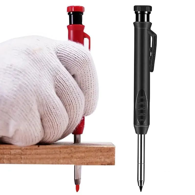Carpenter Pencil Metal Long Head Deep Hole Professional Engineering Quick Drying Marker Graphite Woodworking Black Red Lineation