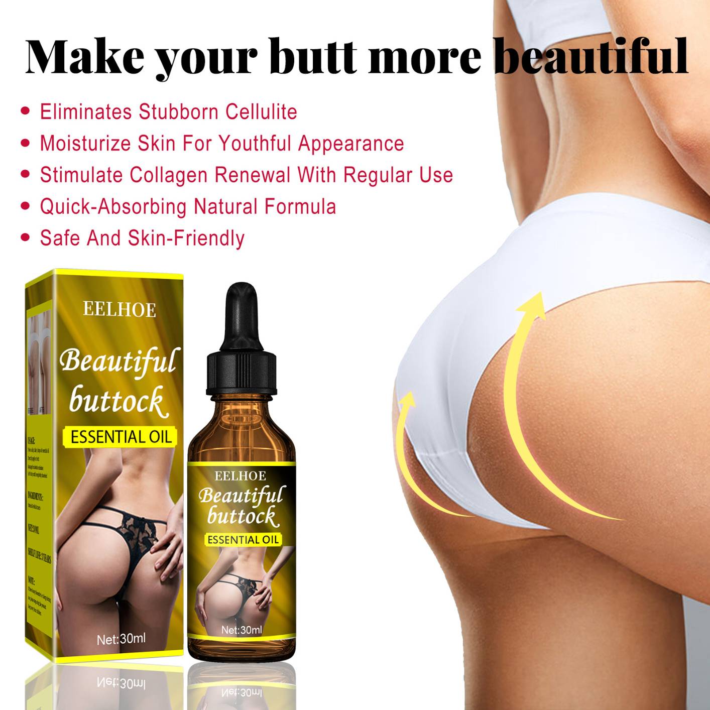 Hip Lift Enlargement Oil Pure Natural Massage Oil Sexy Butt Effective Lifting Firming Buttock Oil