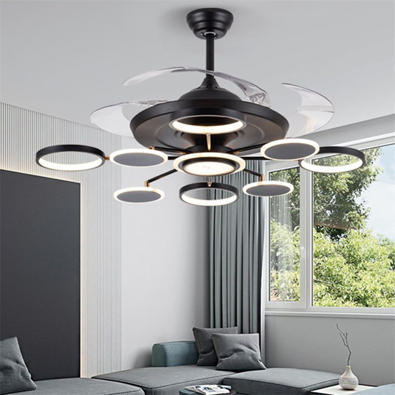 OUFULA Ceiling Fan Lights Lamps Remote Control Without Blade Modern Black LED For Home Living Dining Room Bedroom