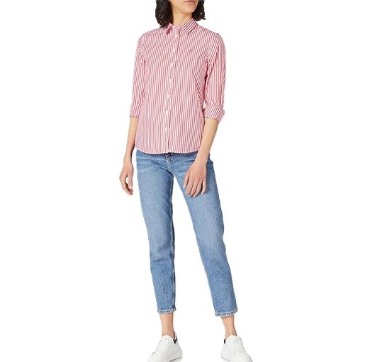 Women's Striped Shirt Blouse - Classic Striped Design - Soft Fabric