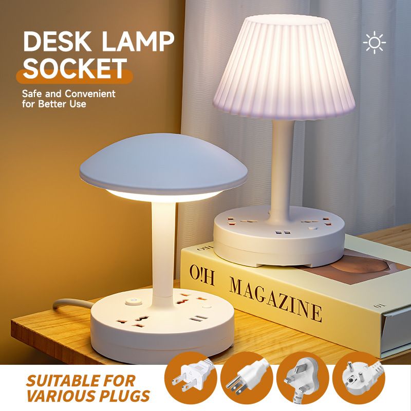 Multi‑Function LED Desk Lamp Power Strip, Multi‑Outlet Extension Socket With USB Charging Ports, Integrated Lamp Design, Practical Charging Station For Bedroom Bedside, Dormitory, Home Office Daily Use.