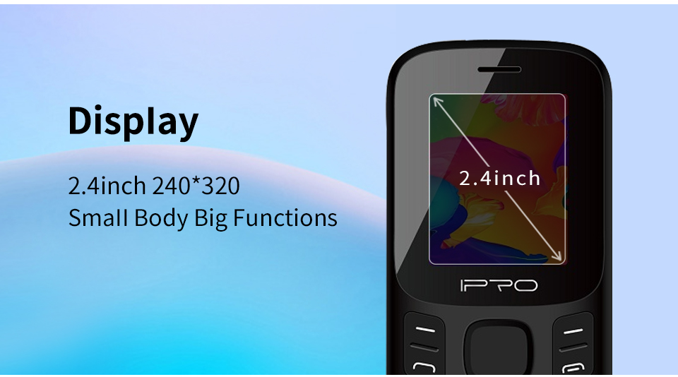 IPRO A20 2G Feature Phone 1400mAh Large Battery FM MP3 Music Playing 0.08MP Camera with Flashlight Torch French English Language 32MB GSM Celular Mobile Phones 