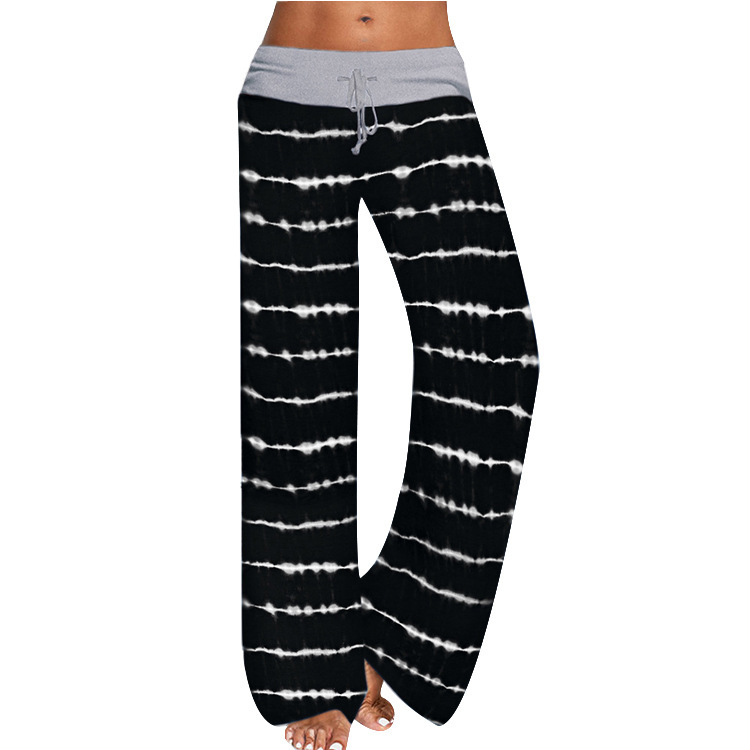Women's Yoga Pants Fall Fashion Loose Striped Printed Wide Leg Pants