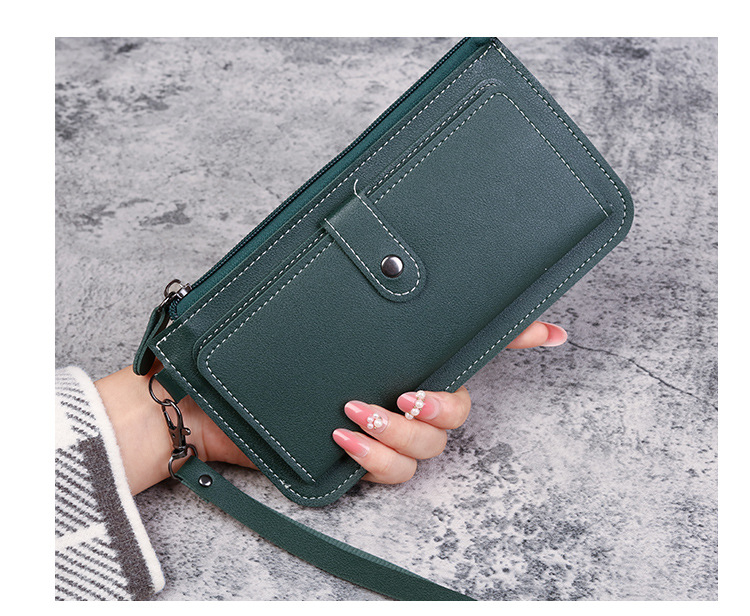 New Women Wallets Long Leather Luxury Card Holder Clutch Casual Women Bags Pocket Hasp Ladies Wallet Purse Pink 18cm *10cm*2cmGreen