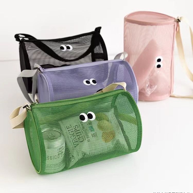 Fashion Crossbody Mesh Swim Bag, Hollow Out Single Shoulder Handbag, Large Capacity Travel Toiletry Bag, Multi-purpose Cosmetic & Sundries Storage Organizer Bag