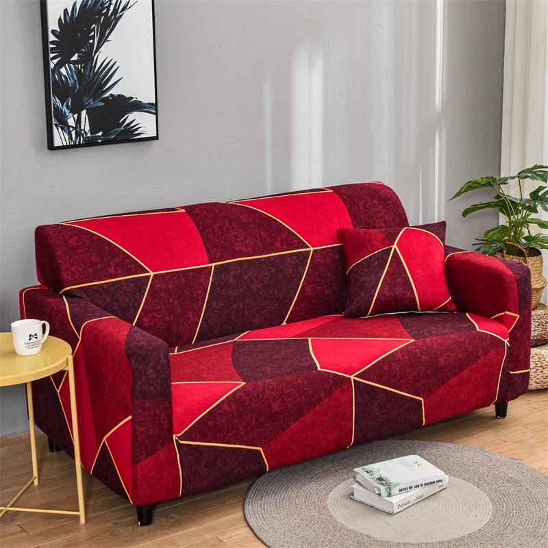 Geometric Pattern Stretch Sofa Slipcovers Fitted Furniture Sofa Cover Stylish Fabric Couch Cover for 2-4 Cushion Couch