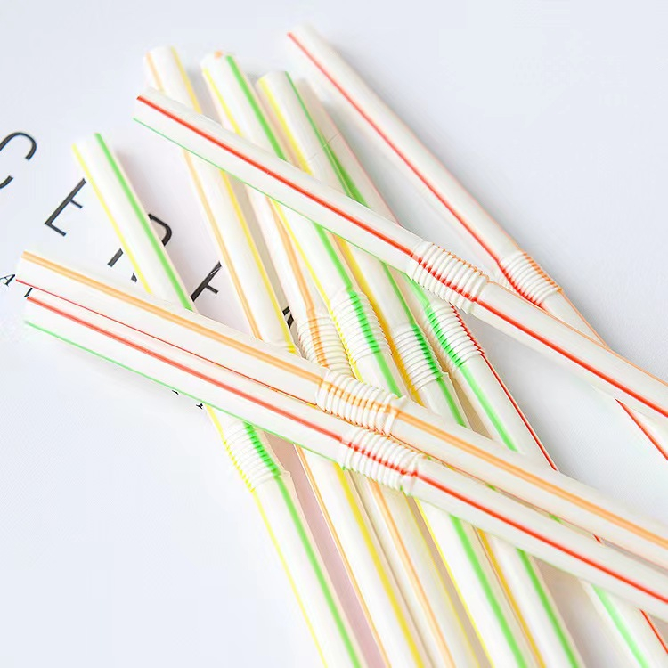 Disposable colored elbow plastic straw lengthening curved fruit juice drink milk tea straw 100 packs