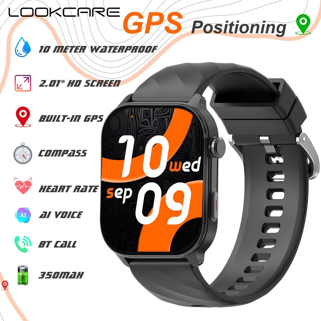 - Smart Watch with Independent GPS Positioning, Bluetooth Call & Waterproof, Multifunctional Sports Wristband for Men Women