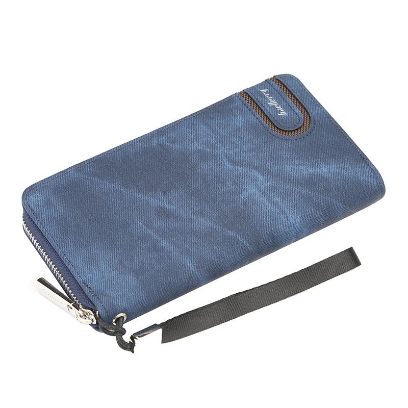S1514 Men's Long Zippered Wallet Casual Solid Color Clutch