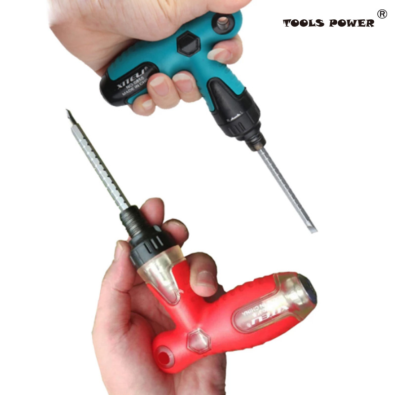 Tools power Screwdriver T-type Anti-slip Alloy Steel Multifunctional T Handle Ratchet Screwdriver Repair Hand Tools Manual T-type ratchet screwdriver quick bolt driver batch 6.35 mm can rotate forward reverse