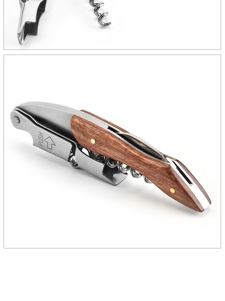 Creative Haima Knife Red Wine Bottle Opener Multi functional Stainless Steel Pear Wood Wine Beer Bottle Starter Wine Opener
