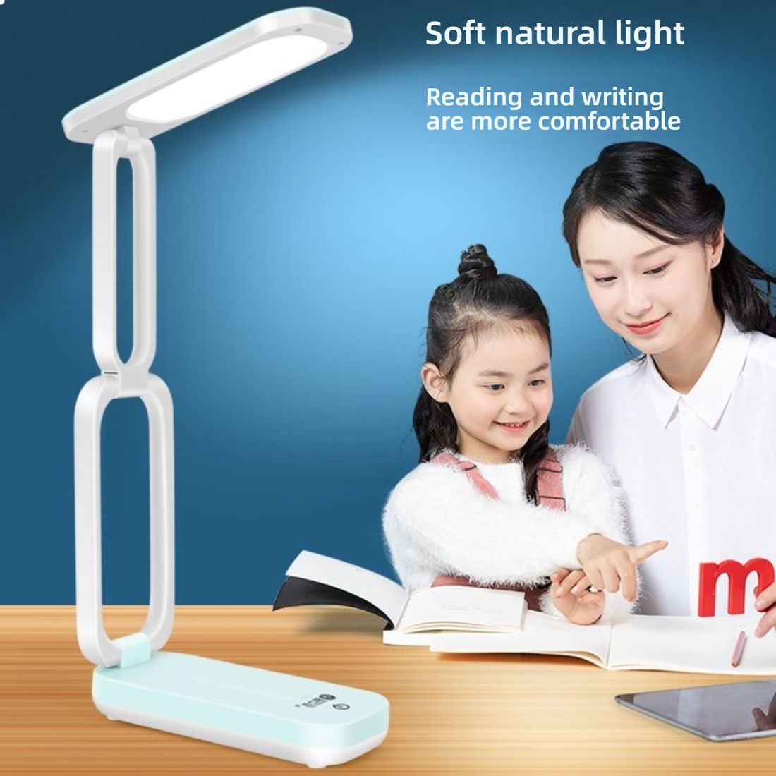 Solar Folding Children's Eye Protection Learning Desk Lamp - LED Rechargeable, Dormitory Reading Light