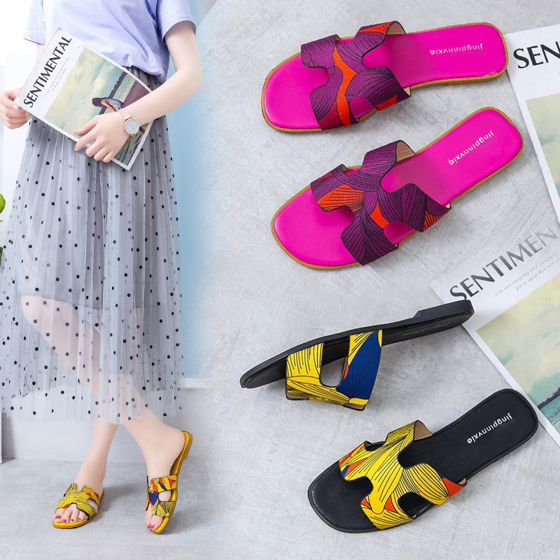 K16 Women's H Band Slide Sandals Slip On Flat Sandals Comfort Backless Summer Shoes Slides