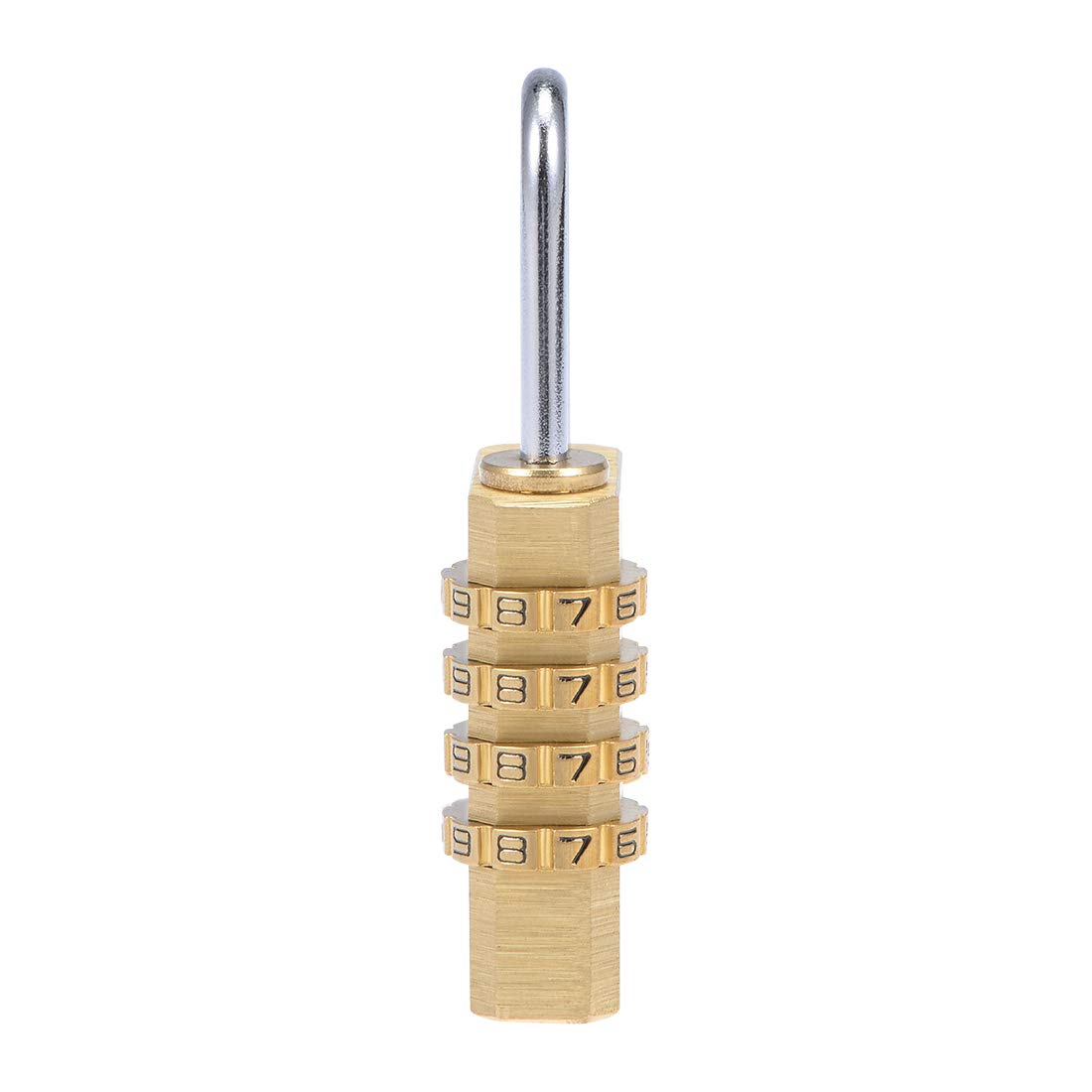 4 Digit Combination Padlock, 5mm Shackle 28mm Body Width, Brass Lock Weatherproof Fence Gate Gym Locker Lock for Travel Outdoor