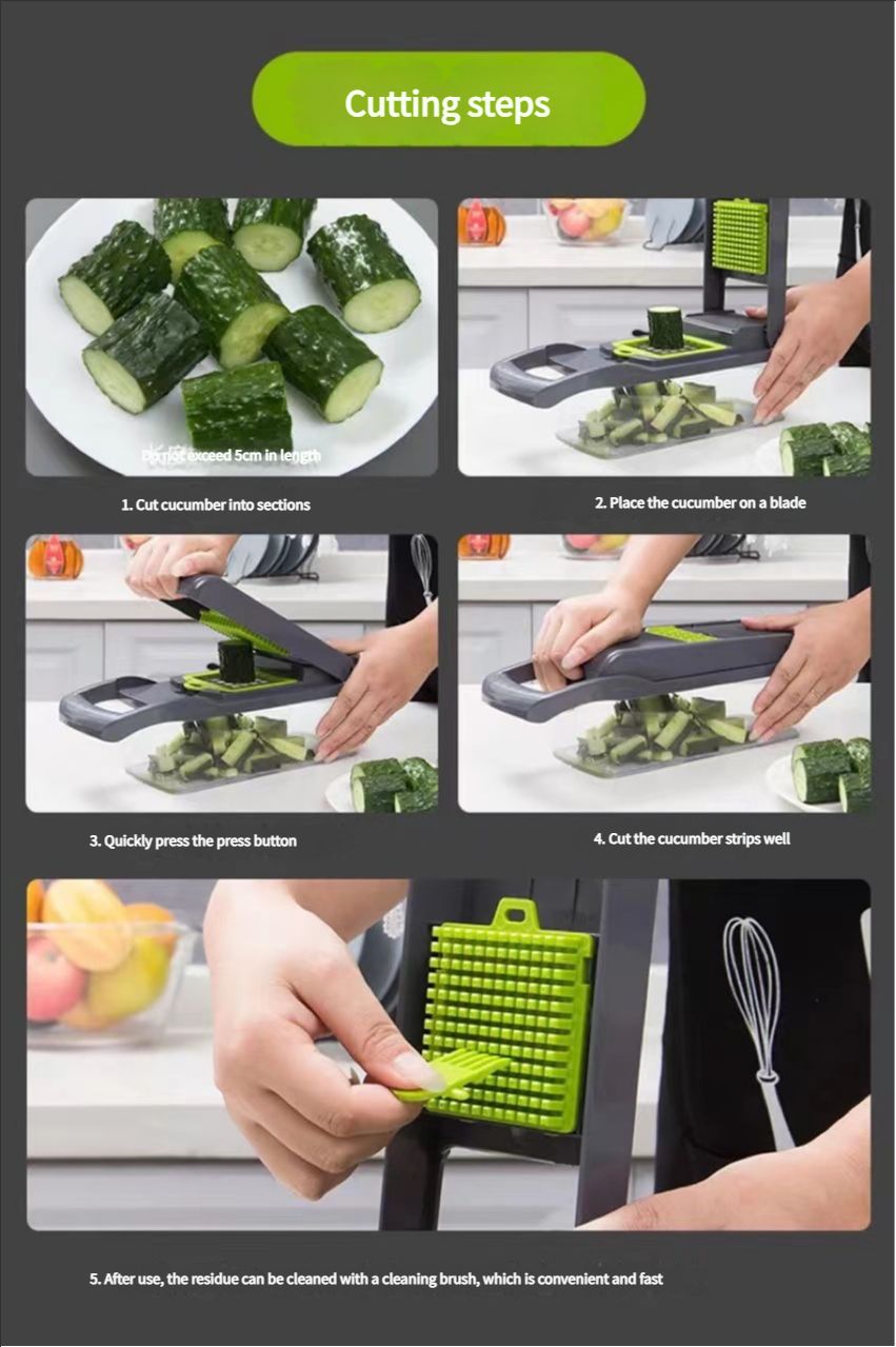 Multifunctional 16 in 1 Vegetable Cutter Fruit Potato Peeler Carrot Grater Kitchen Gadget Accessories Basket Drain Basket