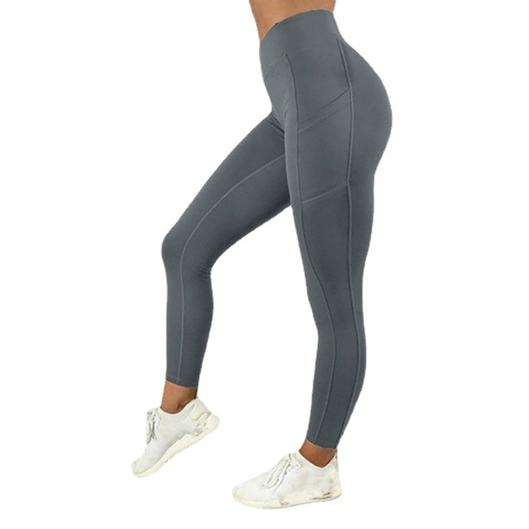 Z7017 THE GYM PEOPLE Thick High Waist Yoga Pants with Pockets, Tummy Control Workout Running Yoga Leggings for Women