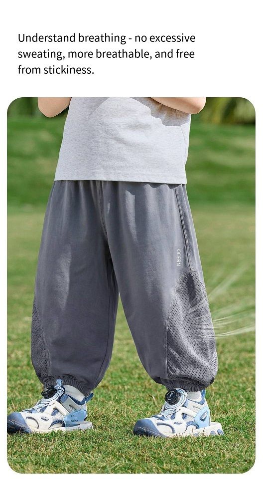 Kids Summer Cooling Pants, Anti-Mosquito Breathable Trousers with Mesh Sides, Quick Dry UPF Protection Casual Pants for Boys Girls, Sizes 90-140cm, Single Pack, Lightweight Outdoor Sportswear
