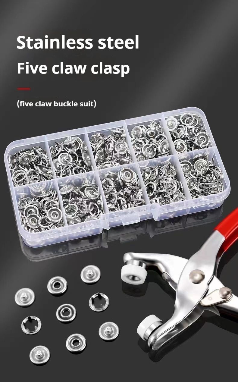 200 Sets 9.5mm Metal Prong Snaps Buttons with Fastener Pliers Press Tool Kit For Sewing and Leather and Craft