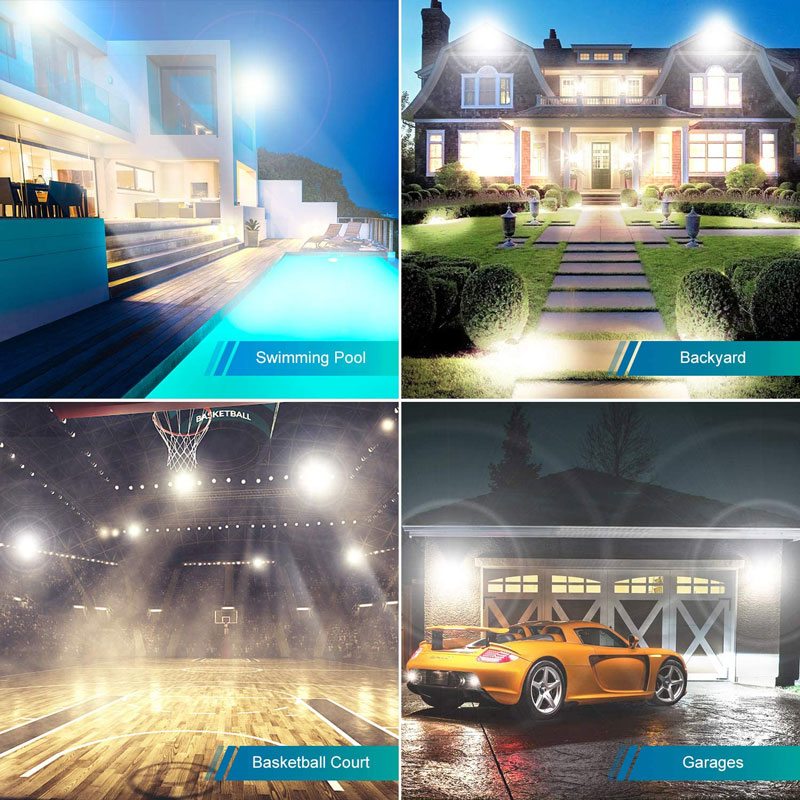 Cozy Cottage Flood Light Outdoor 100W LED Flood Light Plug in, LED Work Light  IP66 Waterproof Outside Security Light 6000K Daylight White Floodlight for Yard, Garden, Playground