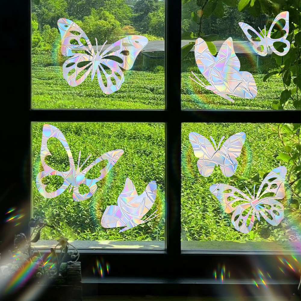 XC2341 3D Rainbow Sun Catcher Wall Stickers For Kids Room Mural Butterfly Suncatcher PVC Film Window Sunlight Decal Sticker Home Décor