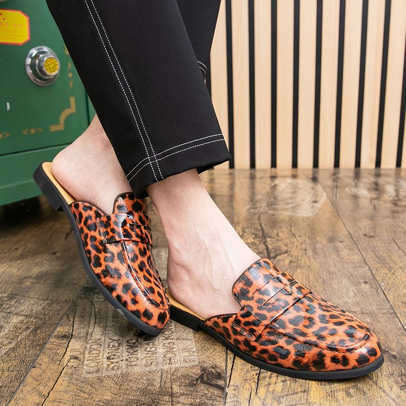 Youth Men Leisure Cool Mules Man Summer Slippers Fashion Casual Leather Loafers Flats Shoes Pu Breathable Slip On Footwears For