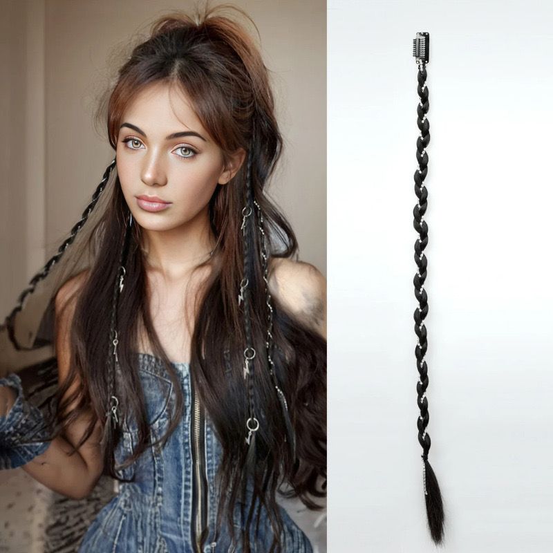 Wigs for women simulation braided ring buckle boxing braid European and American fashion fishbone dirty braid hair extensions