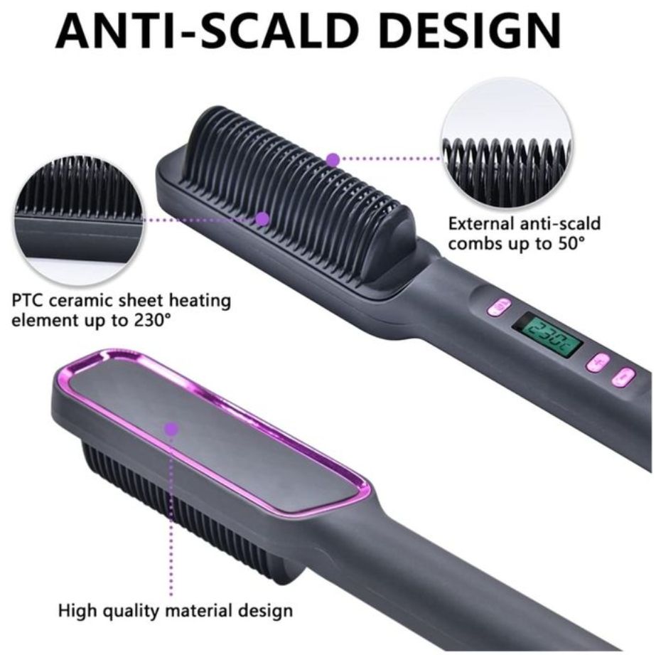 2 in 1 Multi-purpose anti-perm straightening comb - curling iron
