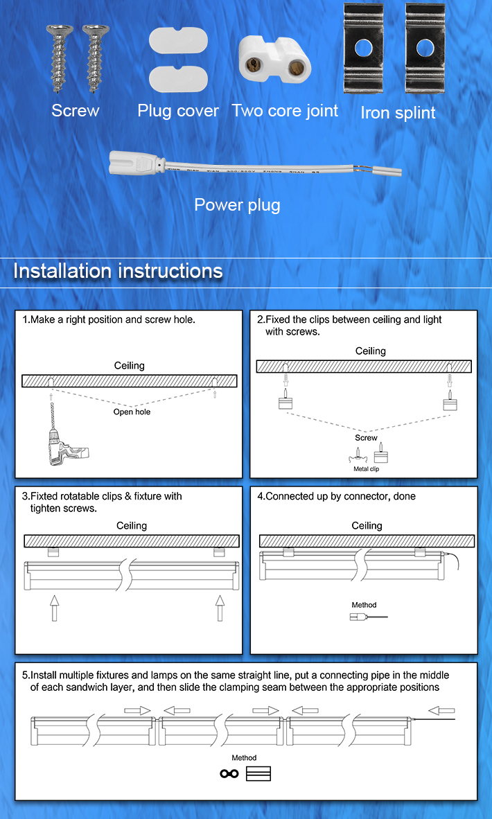 AUERTU Integrated LED Tube T5 18W Light Lamp for Indoor Lighting