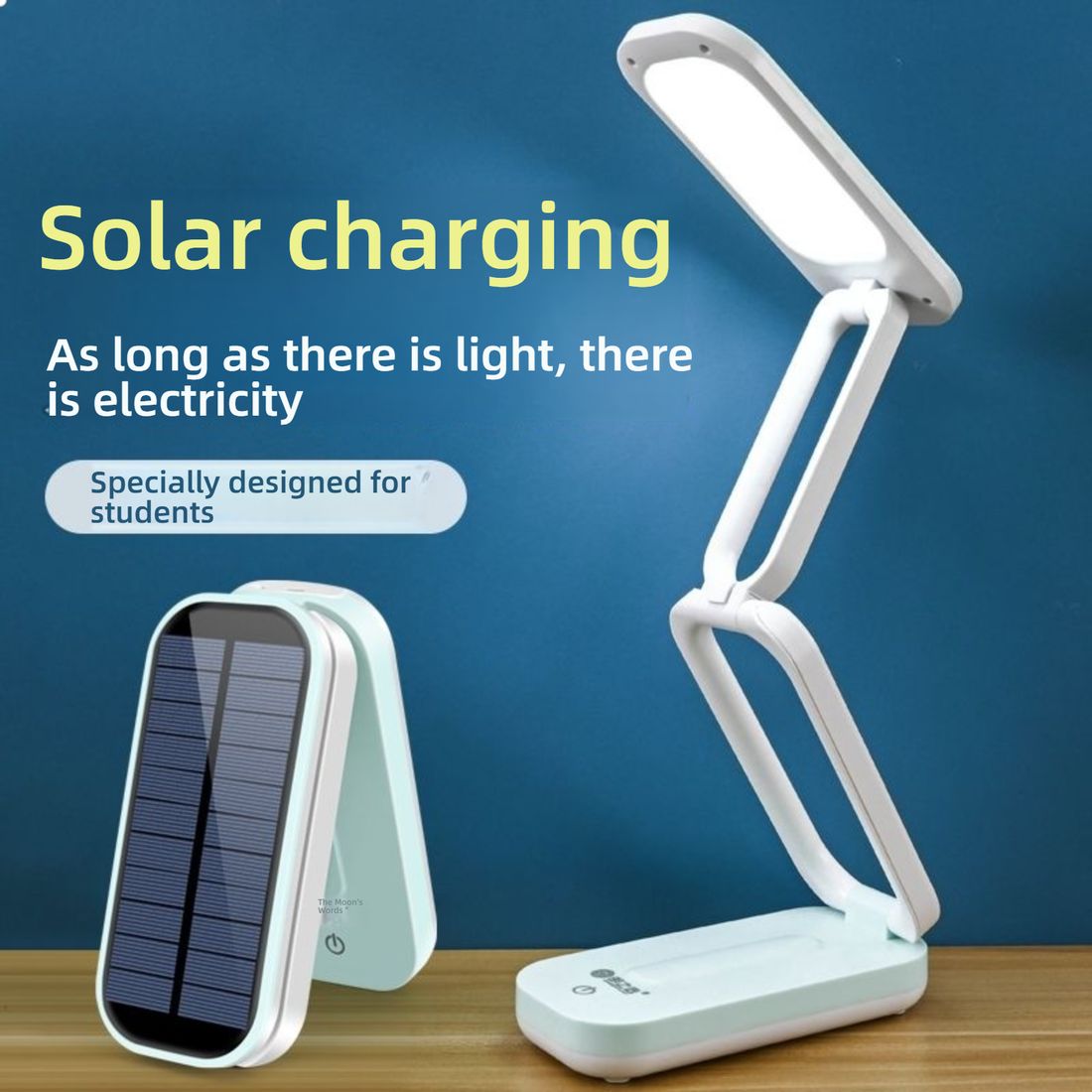 Solar Folding Children's Eye Protection Learning Desk Lamp - LED Rechargeable, Dormitory Reading Light
