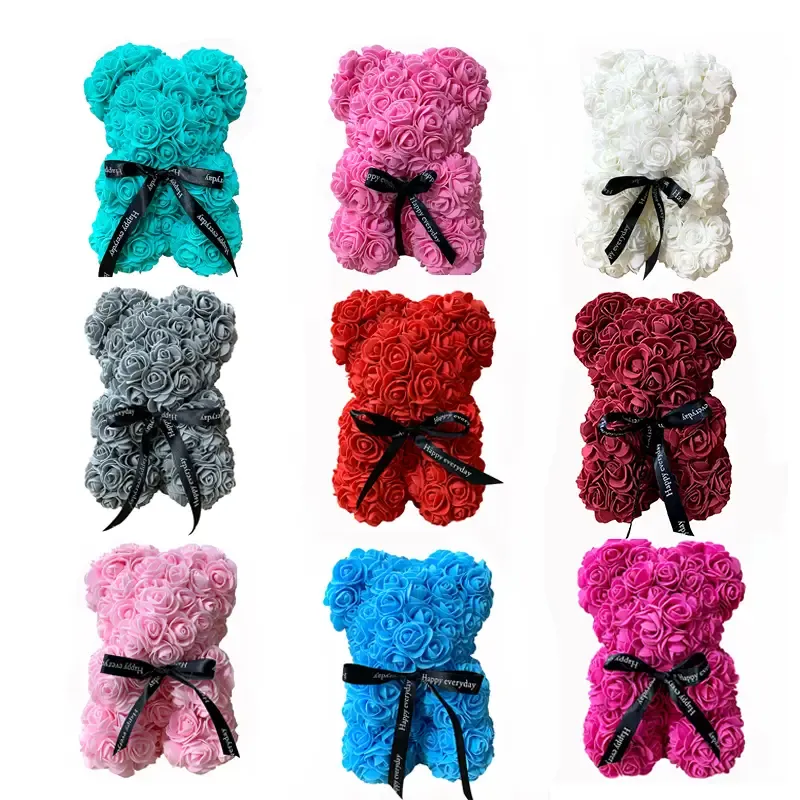 1pc Rose Bear Artificial Foam Flowers Bear Made Of Roses For Valentines Day, Mothers Day, Anniversary