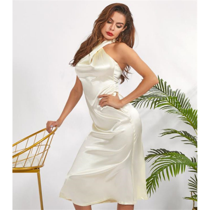 women's halter dress hip wrapped tight design Girls dating party dress dress