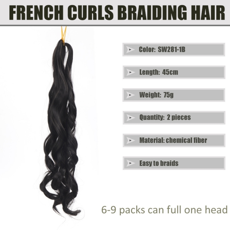 Wigs female French Curly hair Crochet needle weave Hair 2-piece set Curly hair Braid cauda equina big roll cauda equina CRRSHOP women beauty care hair dressing wigcolor  # 01