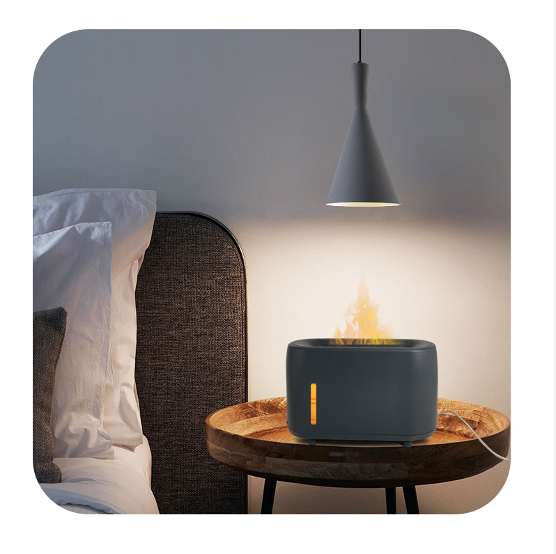 240ml Flame Humidifier Essential Oil Aroma Diffuser with Remote Control RGB Color Lighting Simulate Fire Effect
