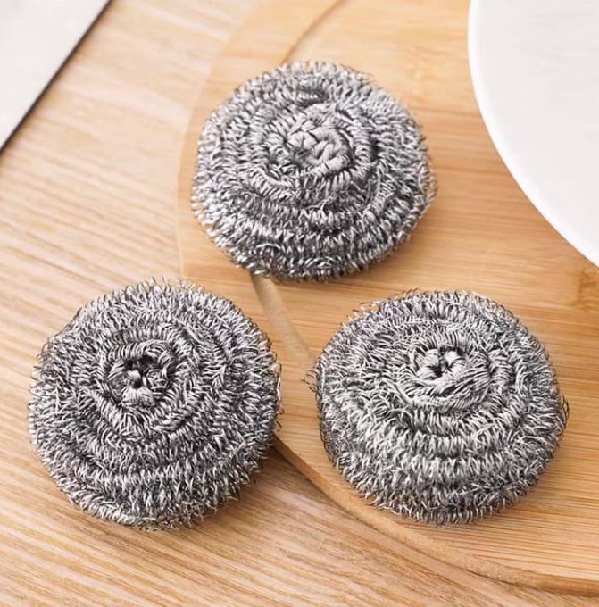 2PCS Metal Kitchen Scrubbing Sponges Dishwashing Scouring Pads Stainless Steel Scrubbers for Cleaning Dish Steel Wool Scrubber
