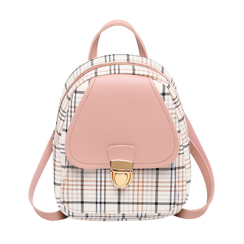 women's print plaid backpack mini backpack bag for girls leather travel backpack