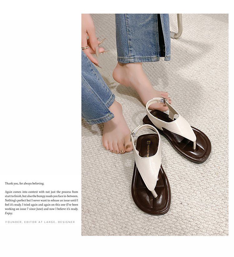 2025 summer new fashion breathable casual shoes buckle personality clip-toe flat shoes low top wear low top sandals