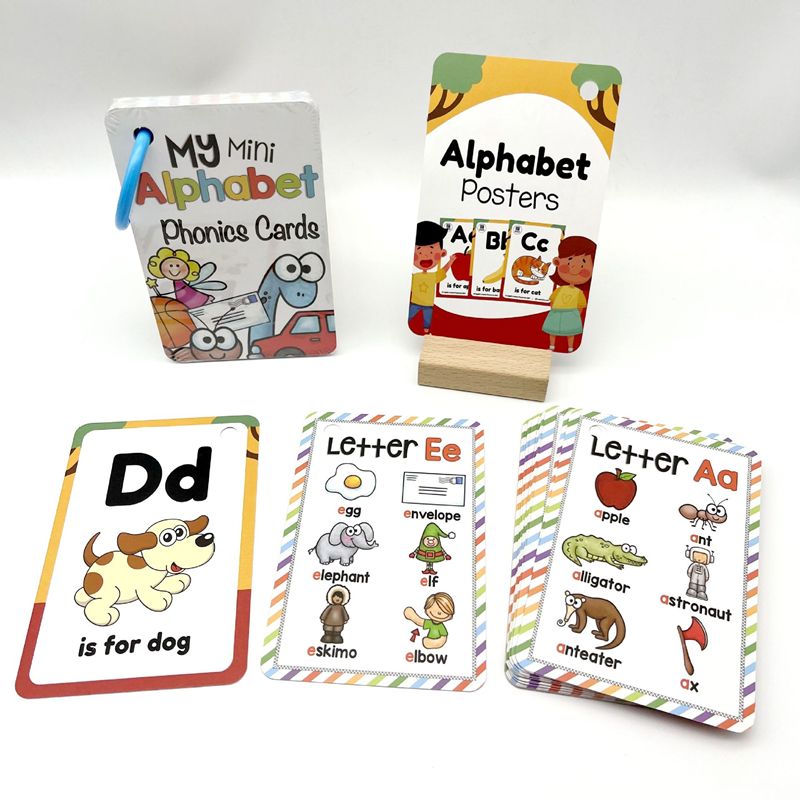 English 26 Letters Alphabet Phonics Pocket Flash Cards Early Educational Learning English Word Toys