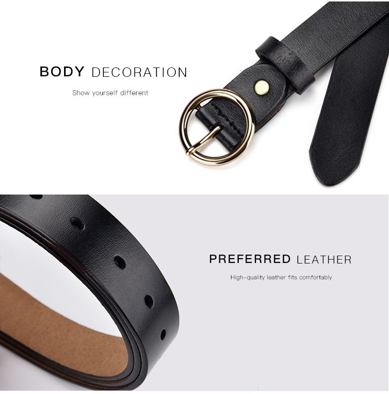 Women's Side Deposition Golden Buckle Jeans Wild Belts