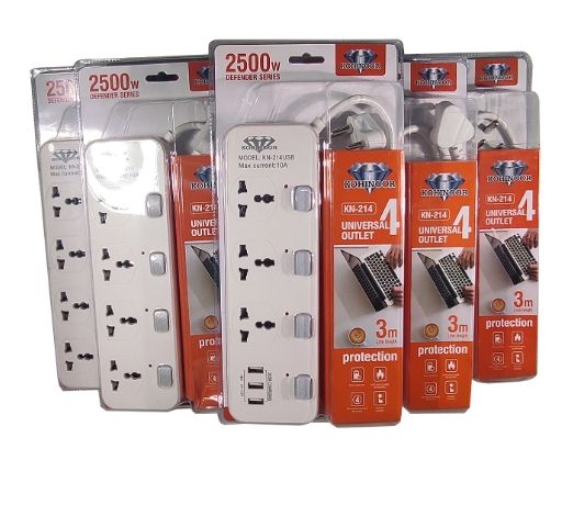 Power Sockets 3/ 4 /5 Way Outlet Power Strips Universal Plug Adapter with 3M Extension
