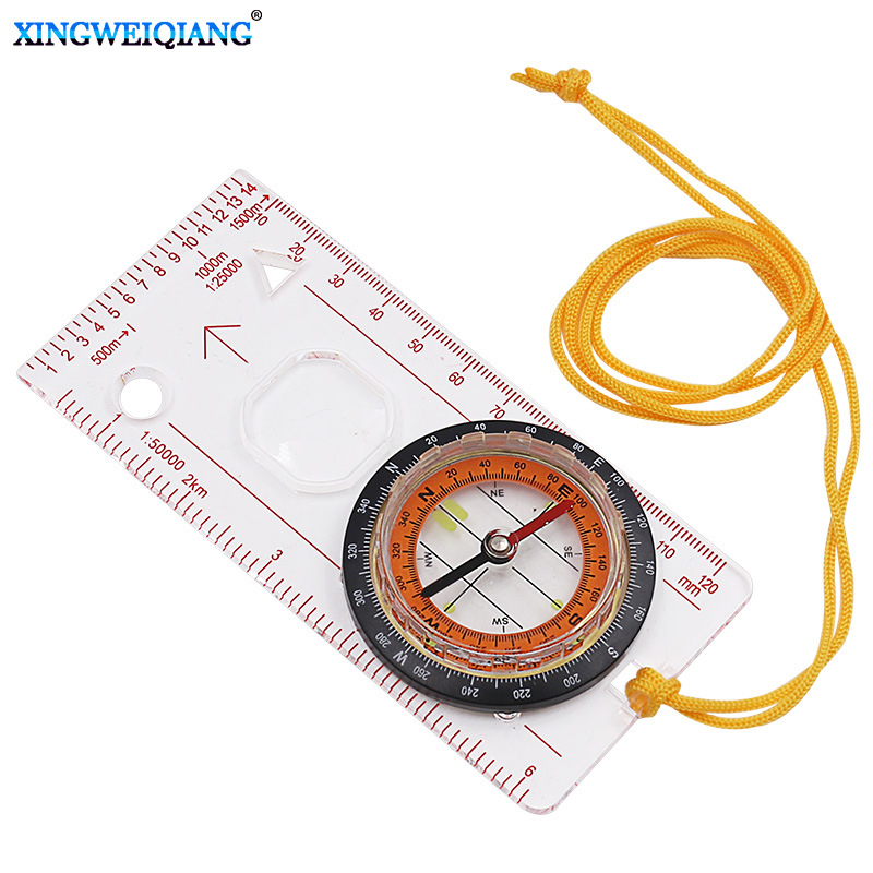 Camping Map Compass Scouts Scale Ruler Portable Survival Tool Compass for Hiking Walking Mountaineering