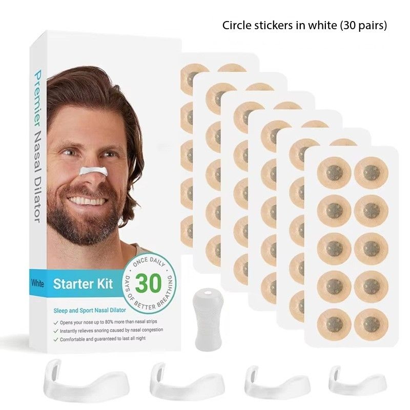 Magnetic nasal ventilating strips, nasal clips, nasal straps, intake breathing expanders30 pairs of white round set