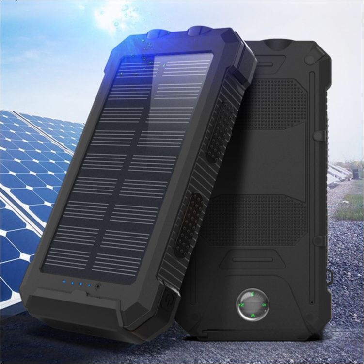 Cross border hot selling solar power bank 20000mAh dual headlight waterproof large capacity outdoor mobile power bank