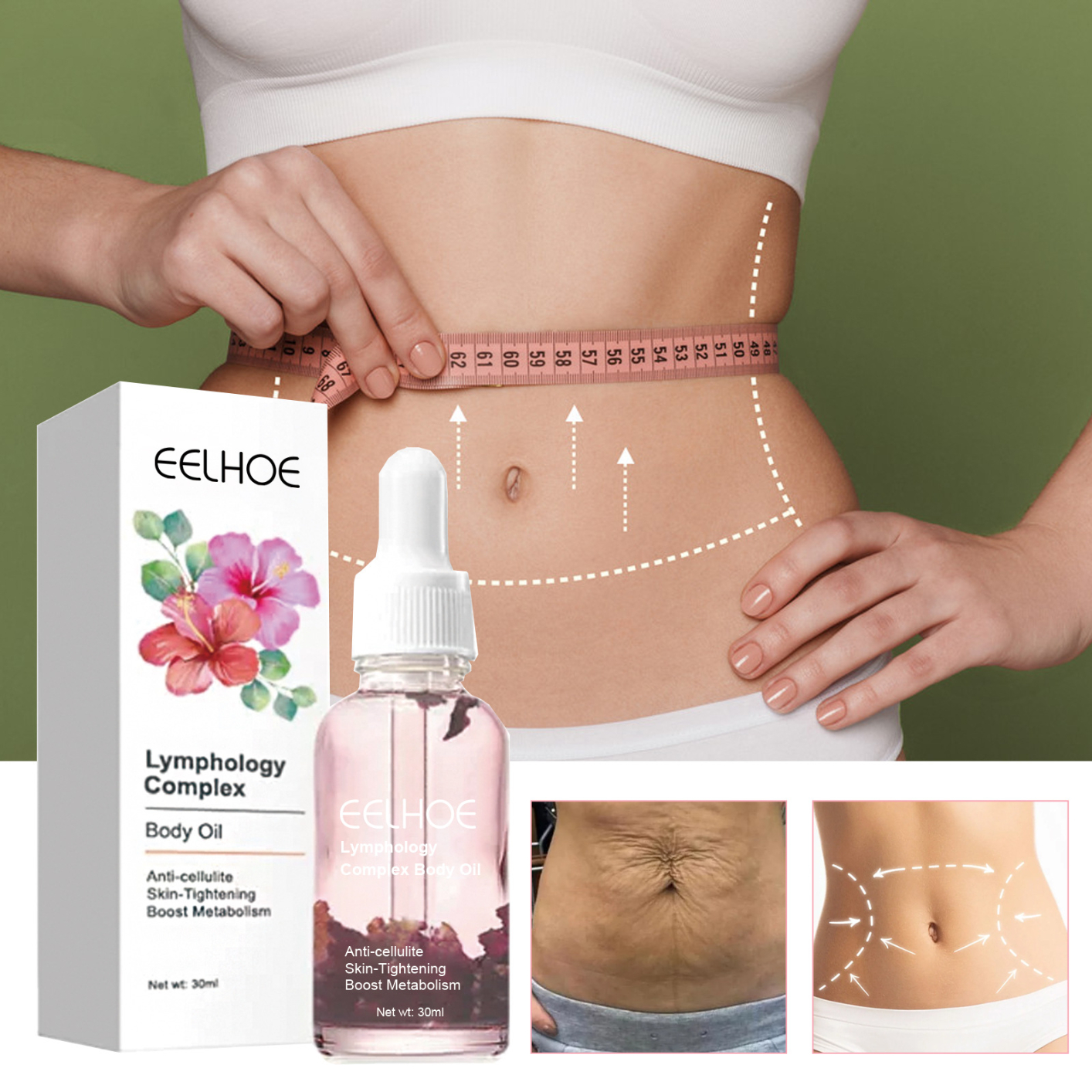 EELHOE Body Firming Oil Effective Lose Weight Anti Aging Cellulite Boost Metabolism Tighten Skin Fat Burn Moisturizing Slimming Product
