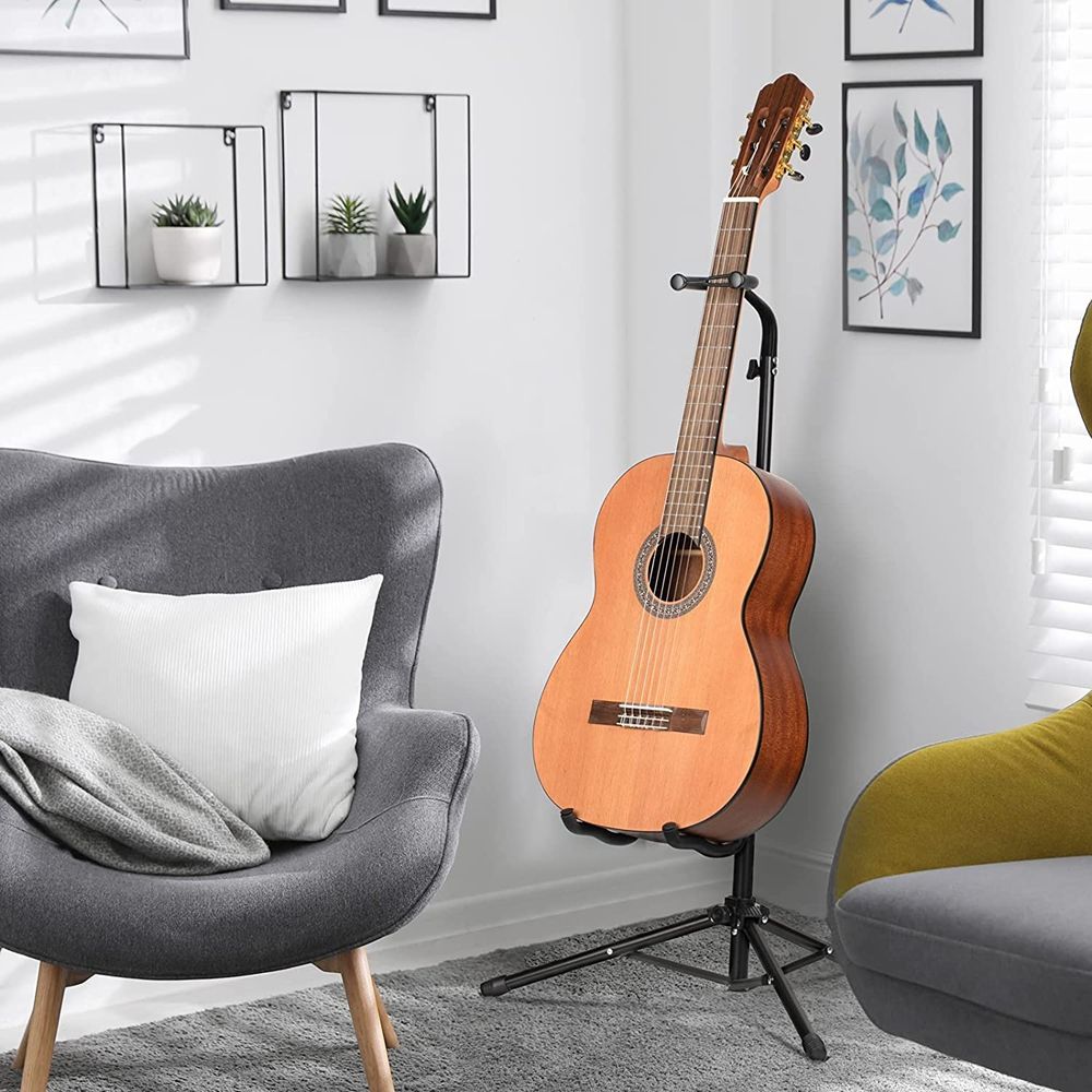Universal Floor Guitar Stand - Folding Stands with Neck Holder for Acoustic, Electric, Classical & Bass Guitars - 2Pack CY0287