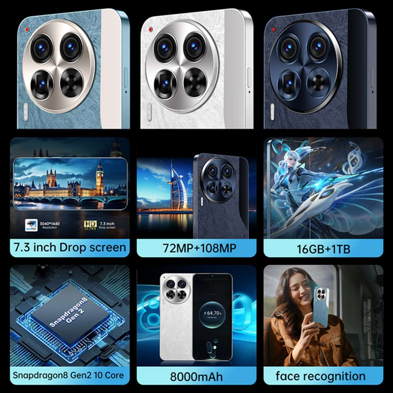 New Cross border Smartphone C30 HD Large Screen 16+1T Android Smartphone Source Factory (Explosive)