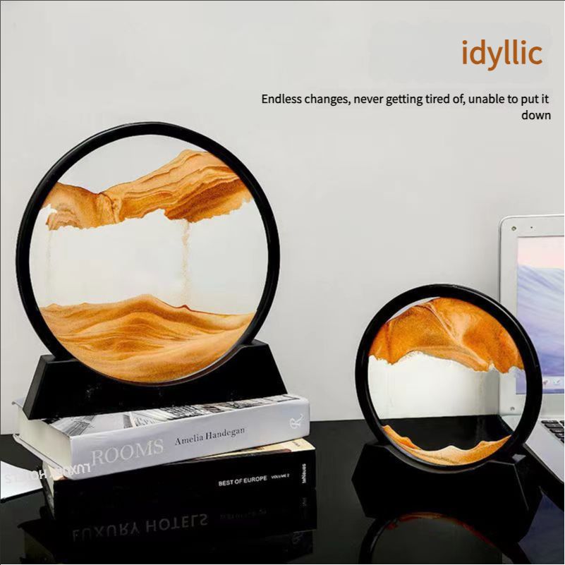 Creative 3D landscape sand painting hourglass ornament, internet celebrity desktop dining room decoration, birthday gift, excellent gift for gifting