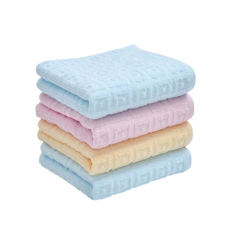 6415 Grid Texture Cotton Towel, Lightweight Solid Color Towel