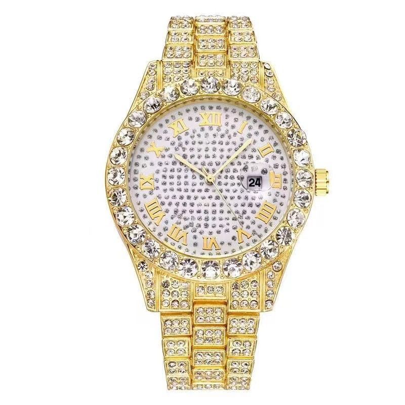 Large dial watch men's watch Roman scale steel strip men's watch Starry Sky business leisure calendar quartz watch